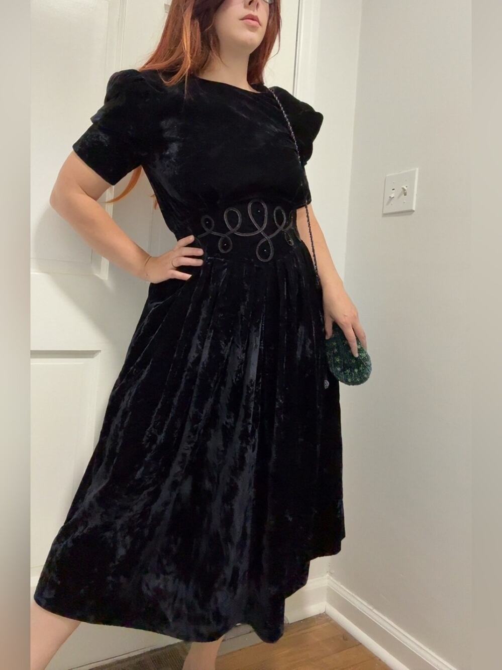 90s velvet midi dress